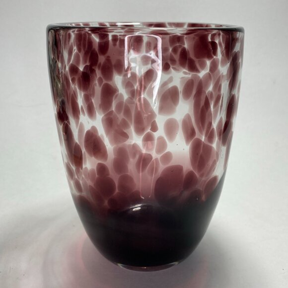 Hand Blown Large Art Glass Vase Purple Tortoise Shell 7” Heavy - Picture 1 of 5
